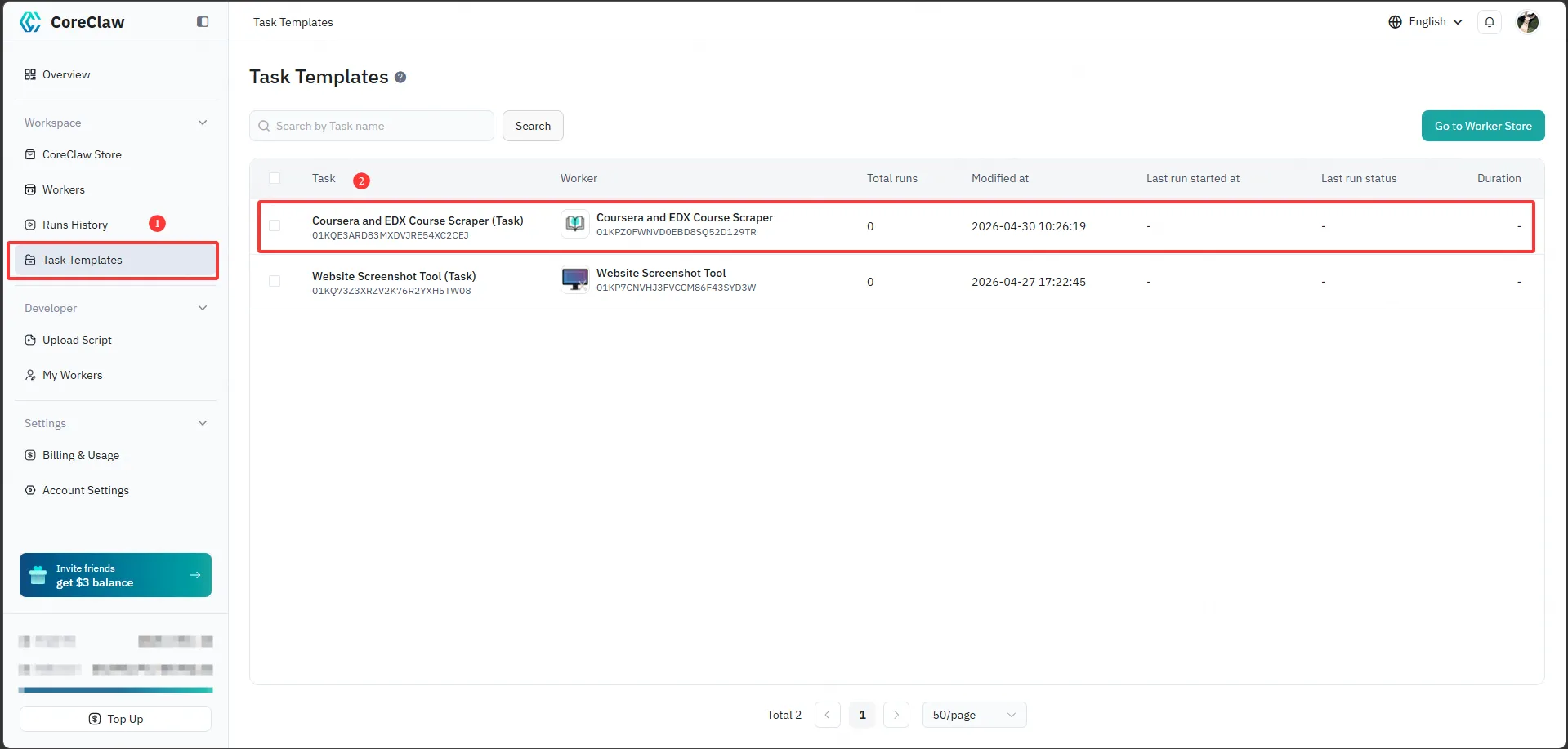 Task templates