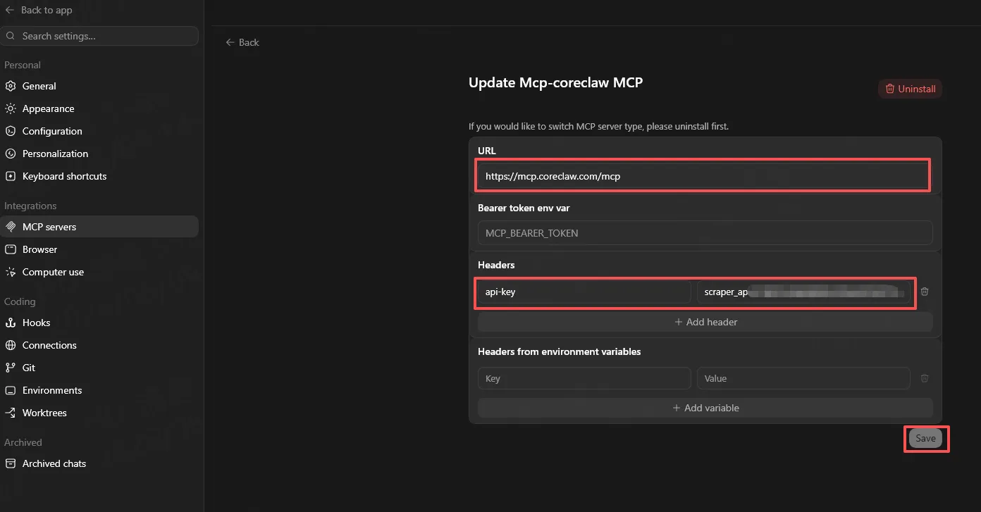 Codex Desktop MCP Configuration
